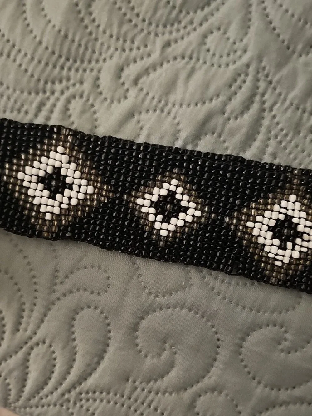 Black and White Beaded Stretch Belt - Women Accessories